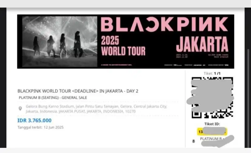 Tiket Konser Blackpink Day-2 Platinum Seat