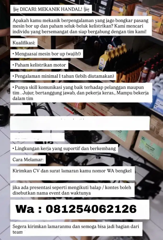 2 lowongan editor dan mekanik otomotif lokasi tangerang citra raya