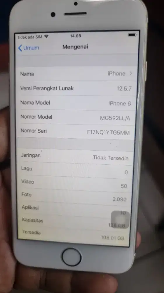 Iphone 6 128gb batangan minus