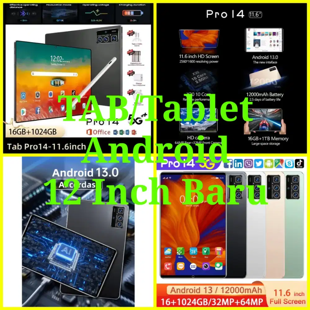 HP TAB PC A8 PRO 14 Android Handphone Tablet A8 PRO14 Android 13 4G 5G