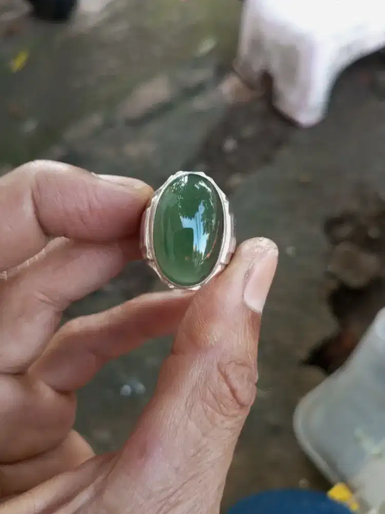 Ijo Garut cikolak ring perak size 8