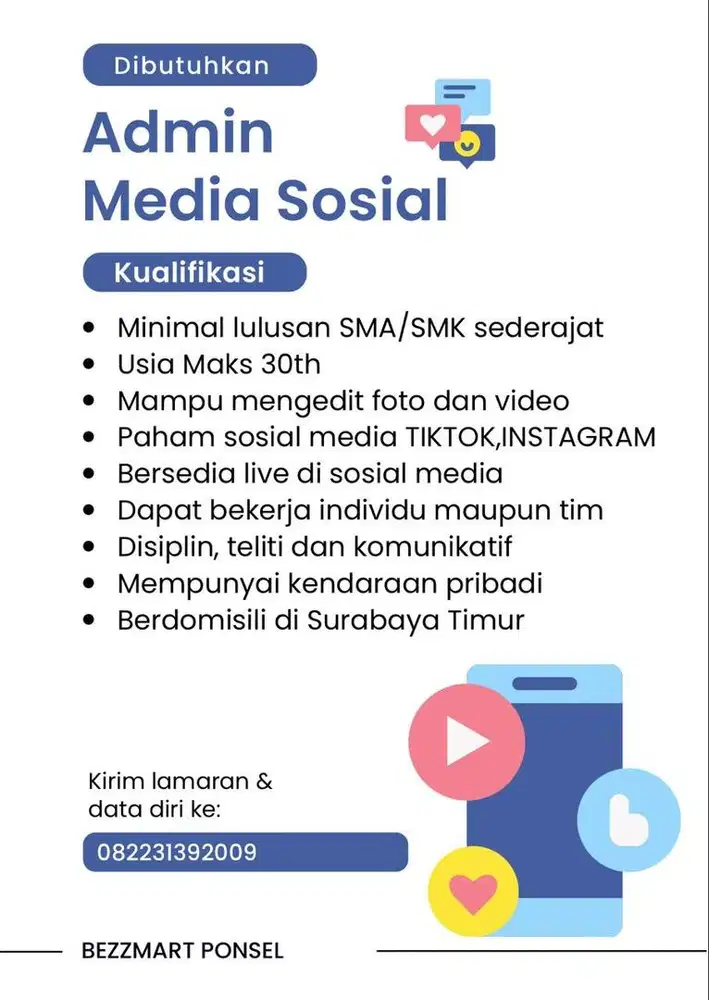 Dicari admin media sosial
