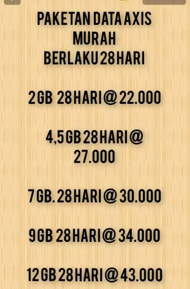 PAKETAN BULANAN AXIS MURAH MULAI HARGA 22 RIBU.