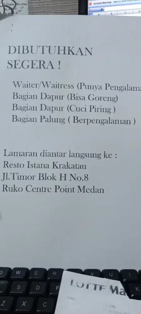 Loker di resto istana krakatau