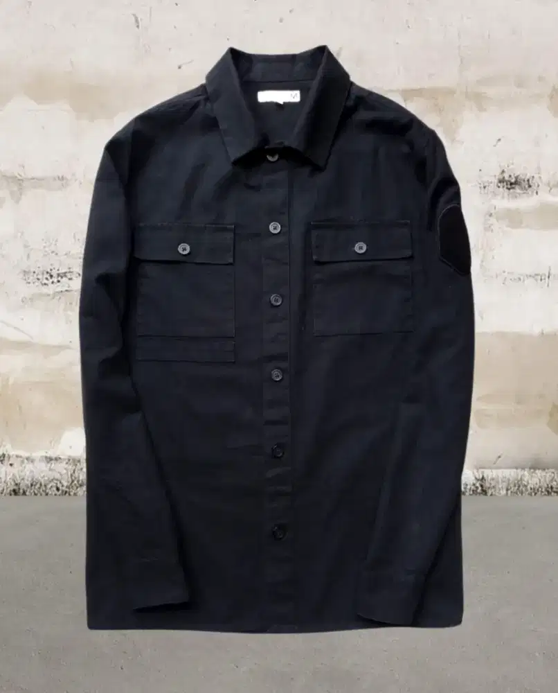 KEMEJA PROJECT M BY POLHAM HITAM DOBEL POKET, SIZE : L (LD112-114,P74)