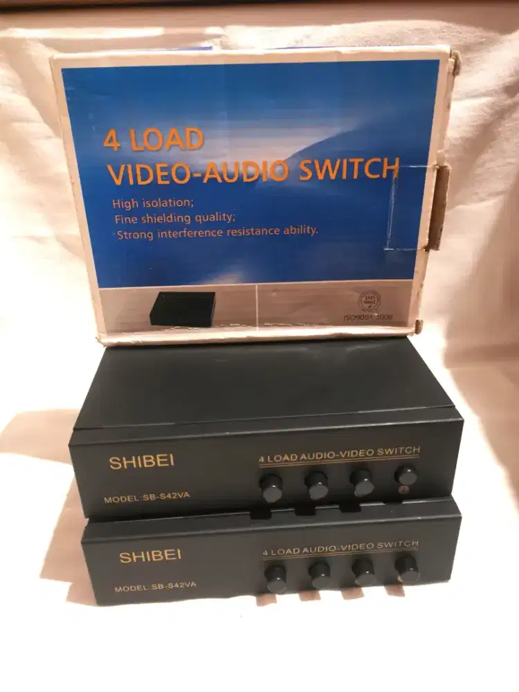 2 Unit AV Selector Video Audio Switch 4 Load merek Shibei