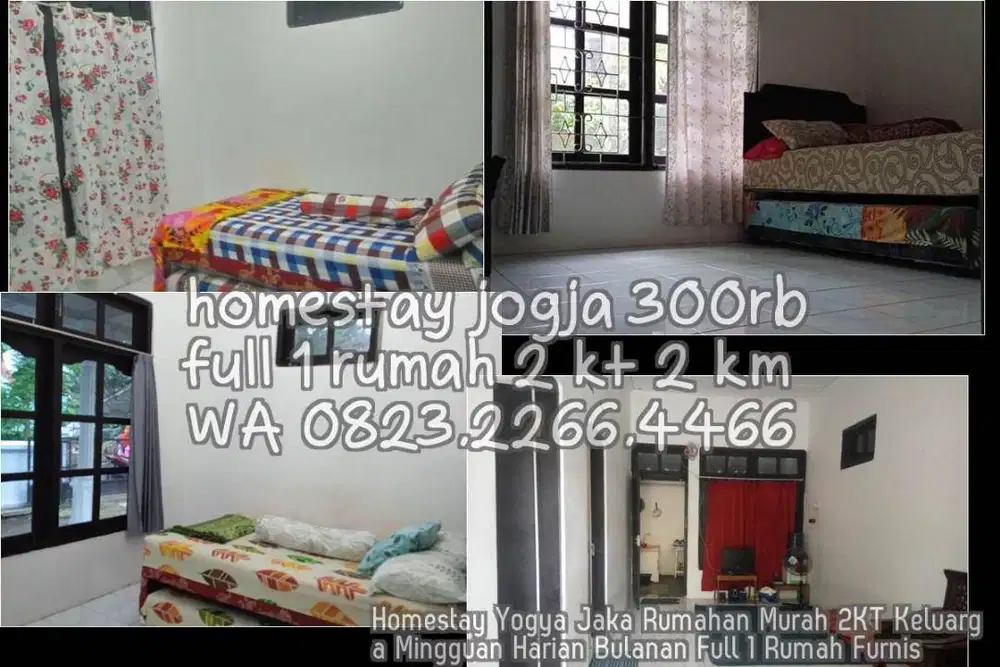 Homestay Yogya Jaka Rumahan Murah 2KT Keluarga Mingguan Harian Bulanan