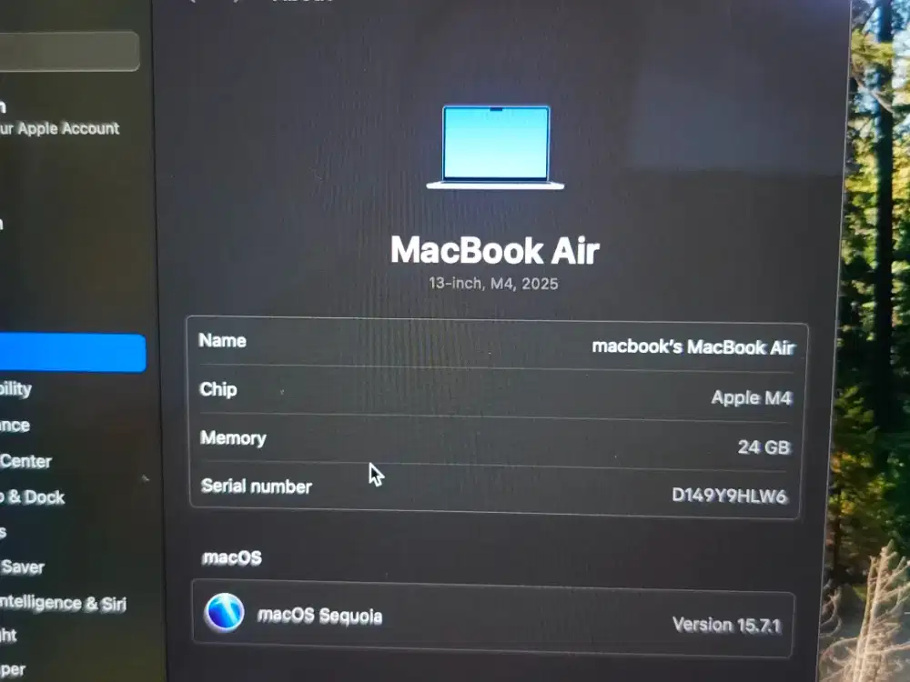 Macbook air M4 24gb 512gb 10core 13 inch minus tipis