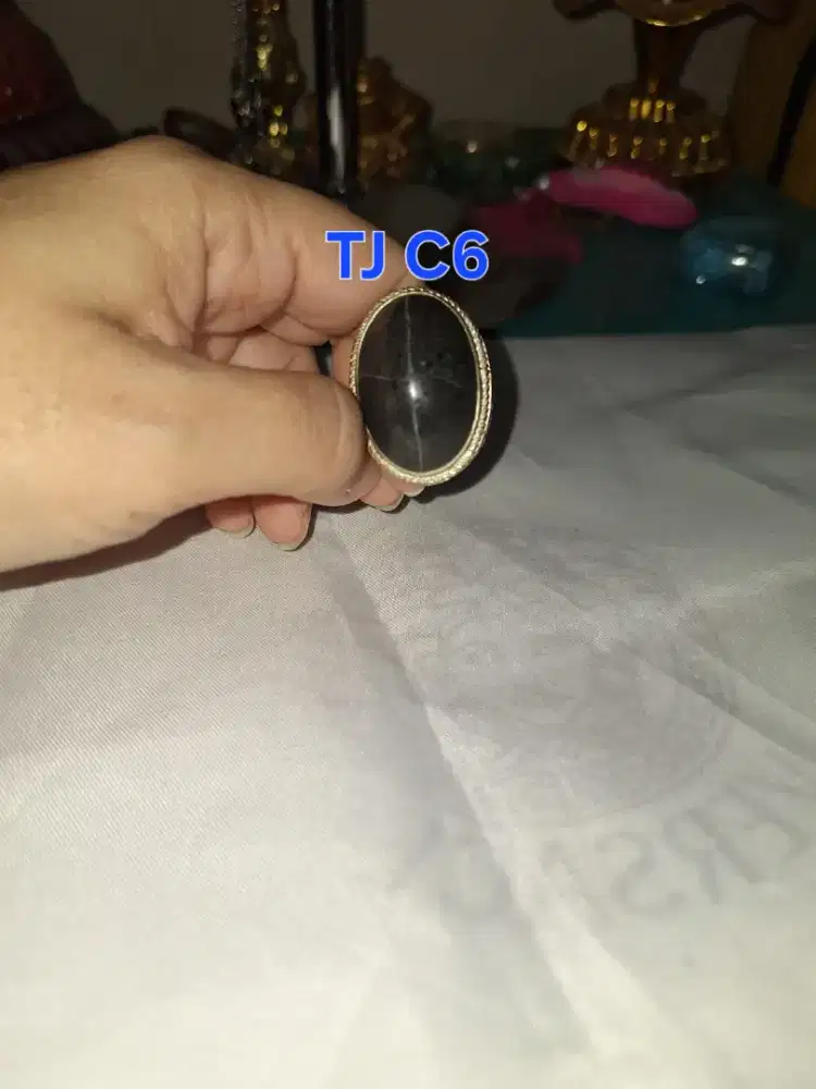 Batu cincin tapak jalak 
Hitam garis perak 
TJ c6 Ring perak alpaca 
B