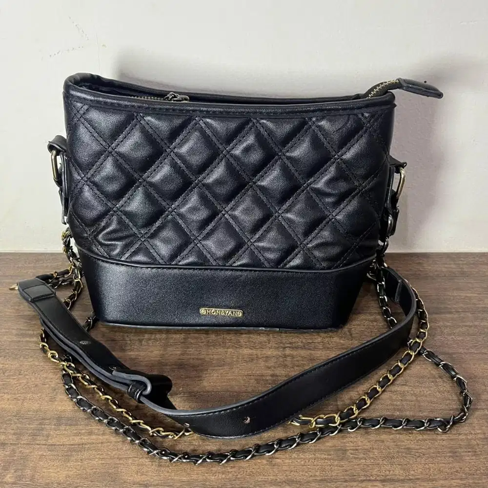 Tas Wanita Merk Hon & Yan | Hitam | Motif Ketupat