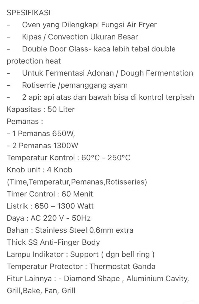 BISA NEGO!! MITO ELECTRIC OVEN + AIR FRYER MO50 PRIME 50L