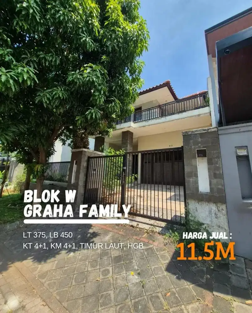LANGKA ! DIJUAL RUMAH GRAHA FAMILI / FAMILY BLOK W MINIMALIS LANGKA