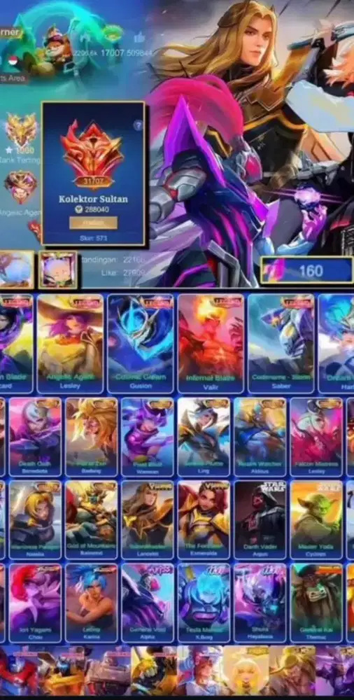 Jual akun ml ful max