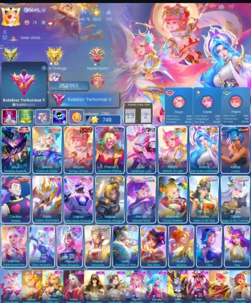 Jual akun ml ful skin