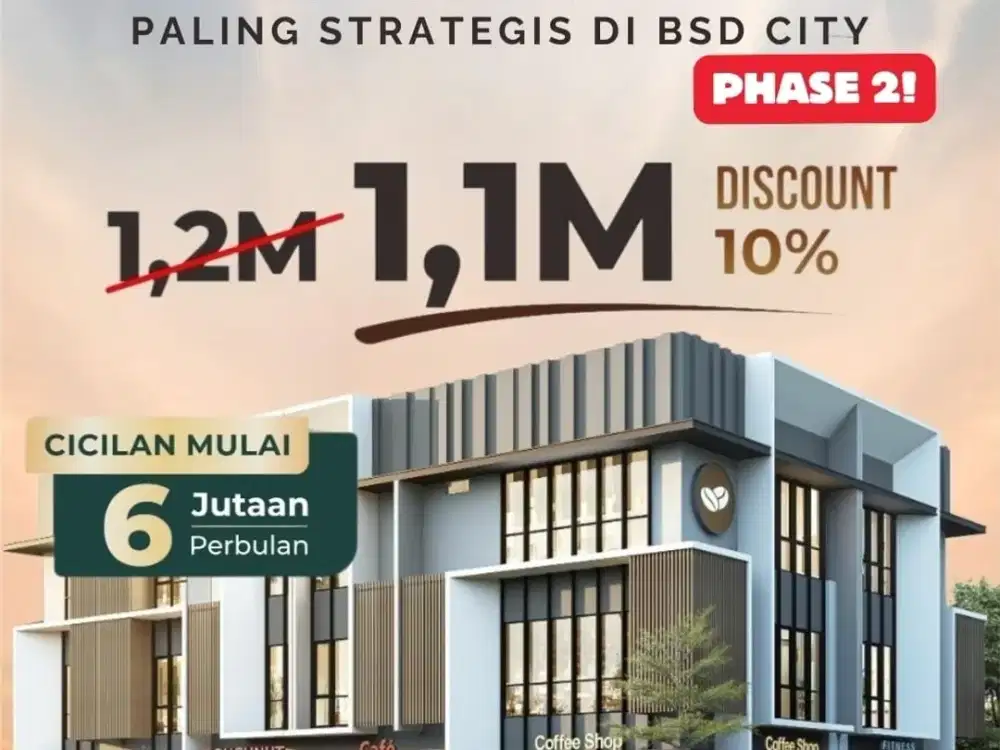 RUKO AKASA PROMENADE TERMURAH BSD CITY HADAP JALAN 1,3M TRAFFIC RAMAI