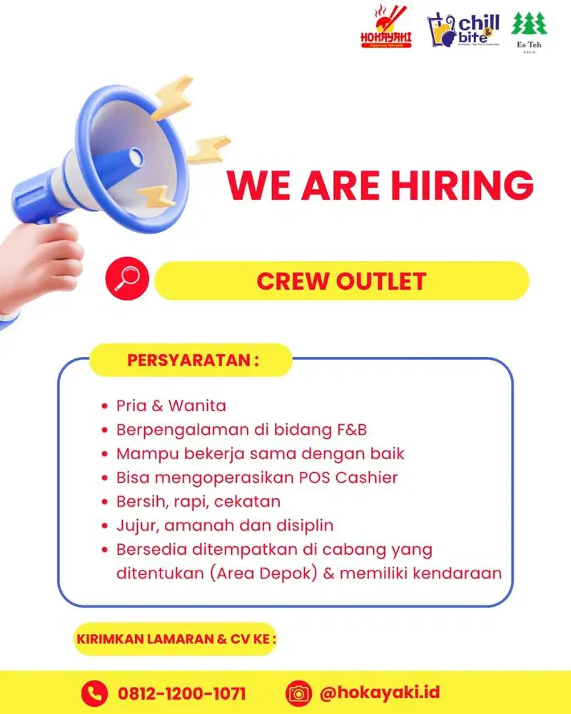 DIBUTUHKAN SEGERA CREW OUTLET! SIAP KERJA