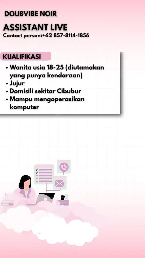 Dibutuhkan admin asisten live