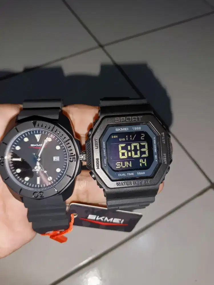 Jam SKMEI Original Analog tanggal & Digital Pria Dijual ( 2 Set ) HQ