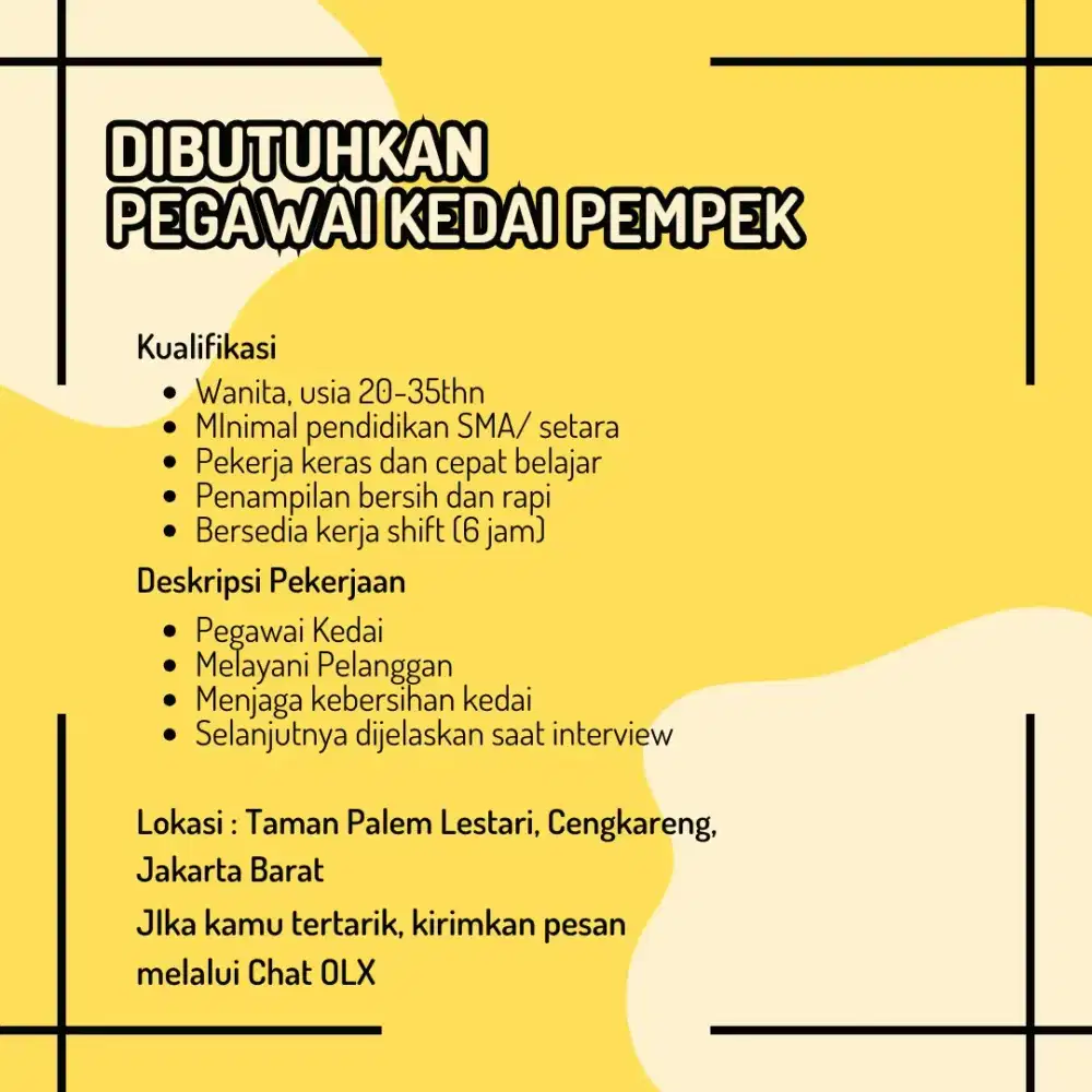 Pegawai Kedai Pempek (Shift)
