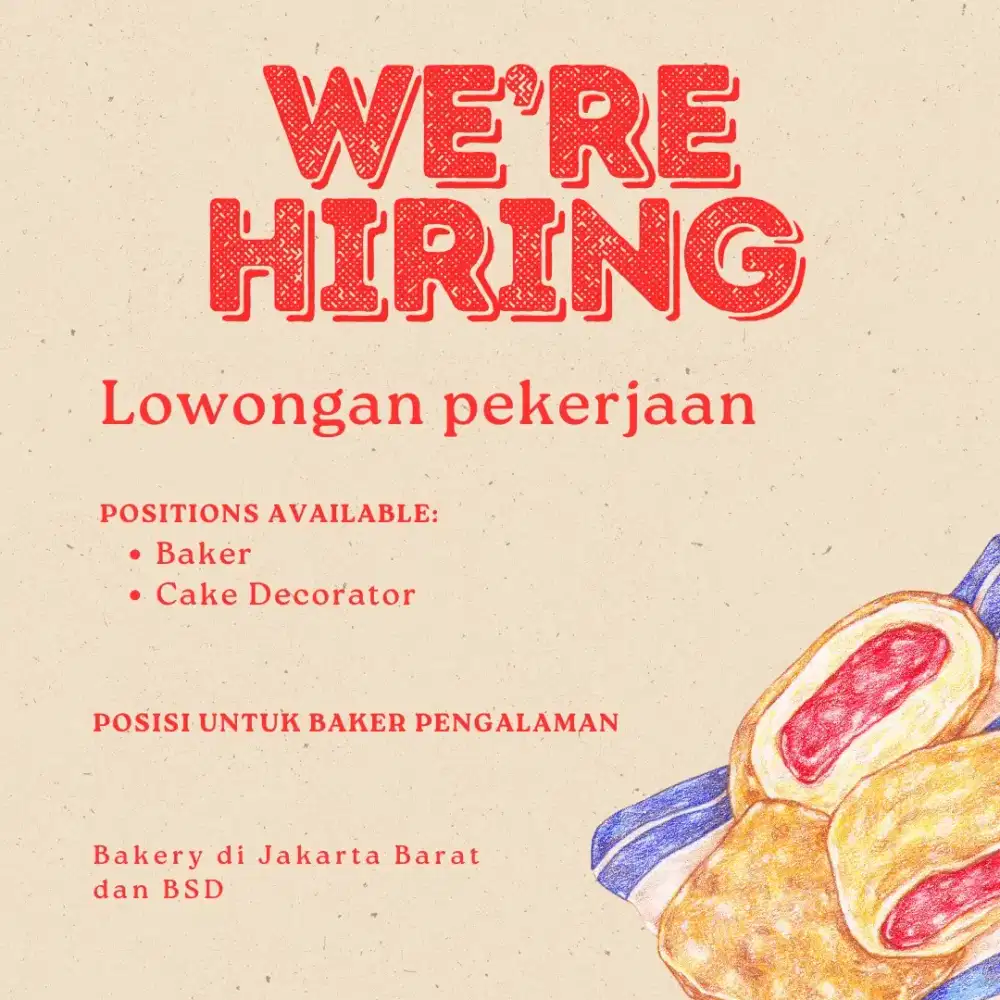 Lowongan bakery untuk baker dan cake decorator