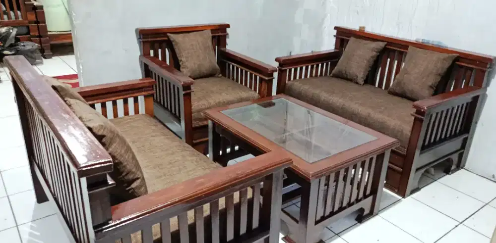 Kursi jati Brown Fullset