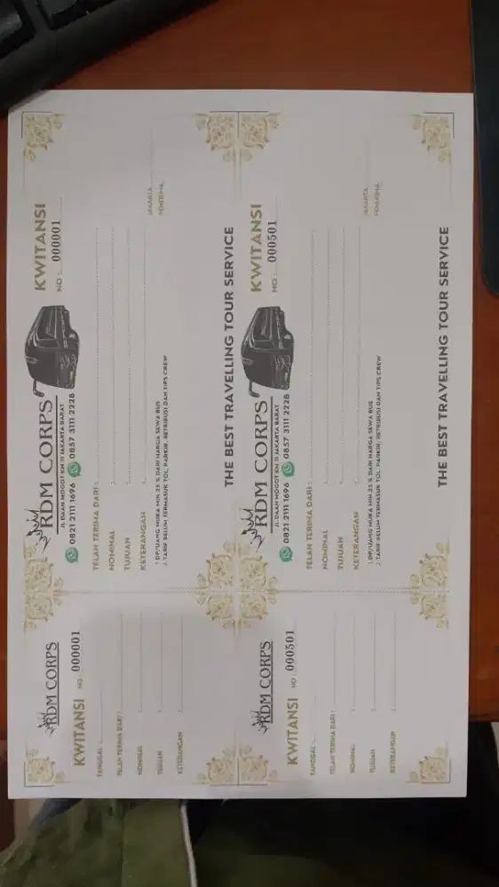 Nota / kwitansi / surat jalan