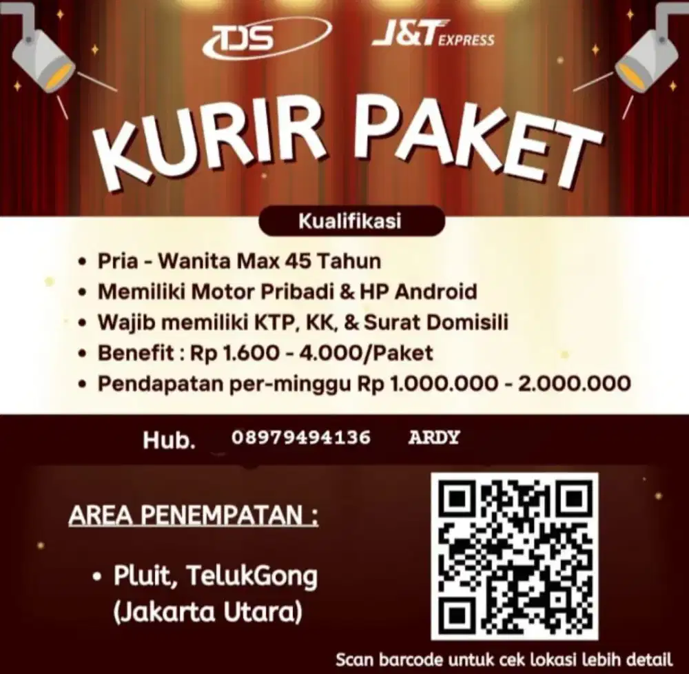 Lowongan kurir motor atau sprinter