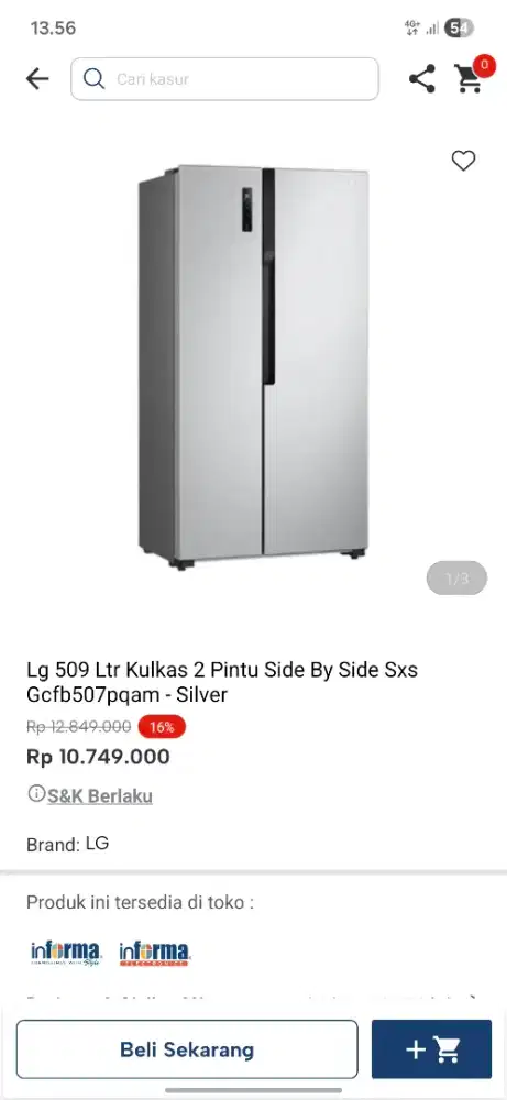 Ready stok kulkas side by side LG