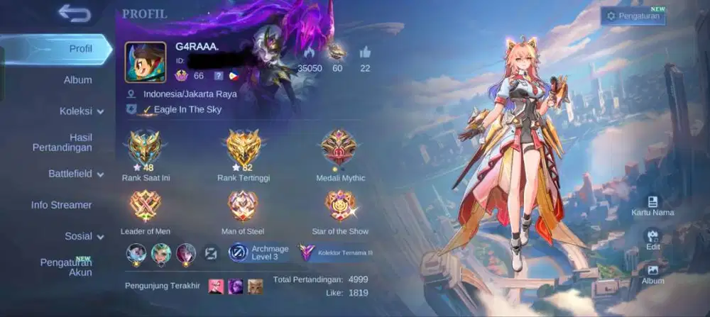 Jual akun Mobile Legend