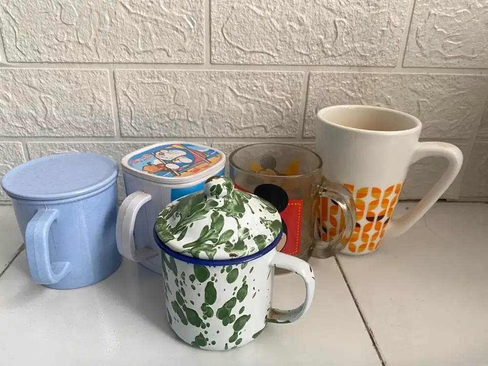 Gelas kaca, melamin dan kaleng