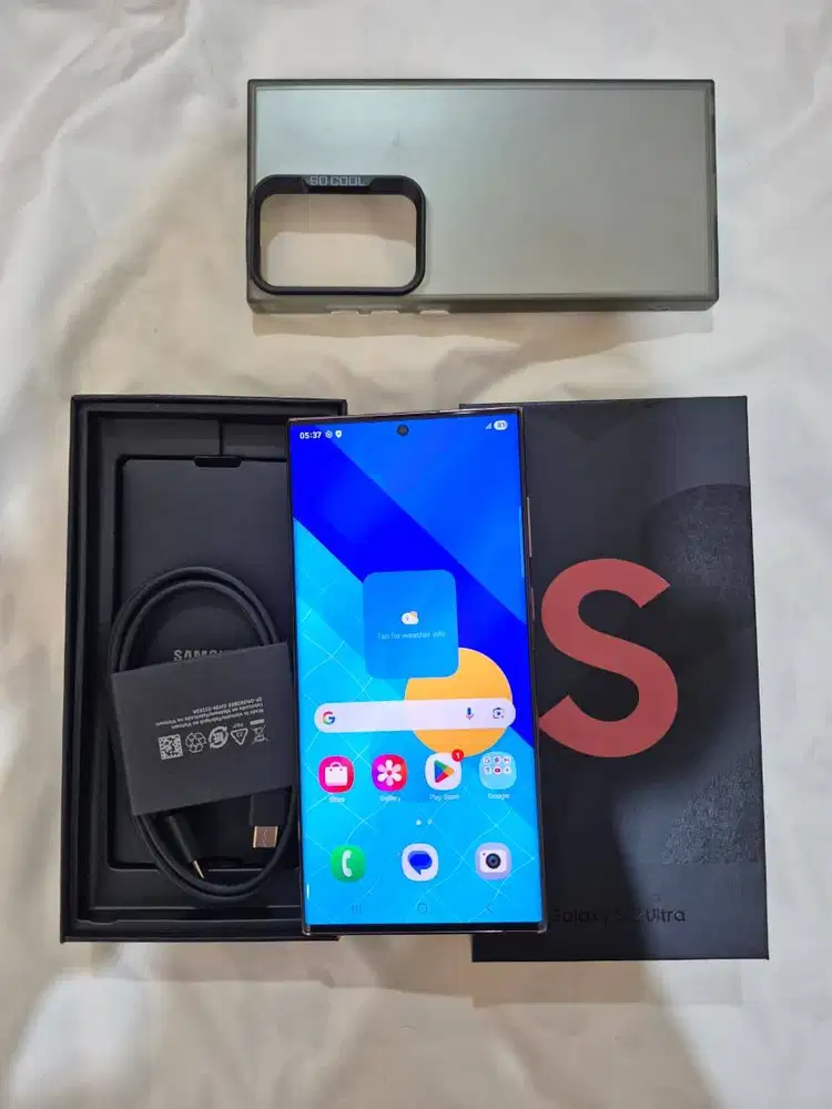 Samsung S22 Ultra 12/256GB Burgundy Fulset Ex.Resmi SEIN Lecet Pakai