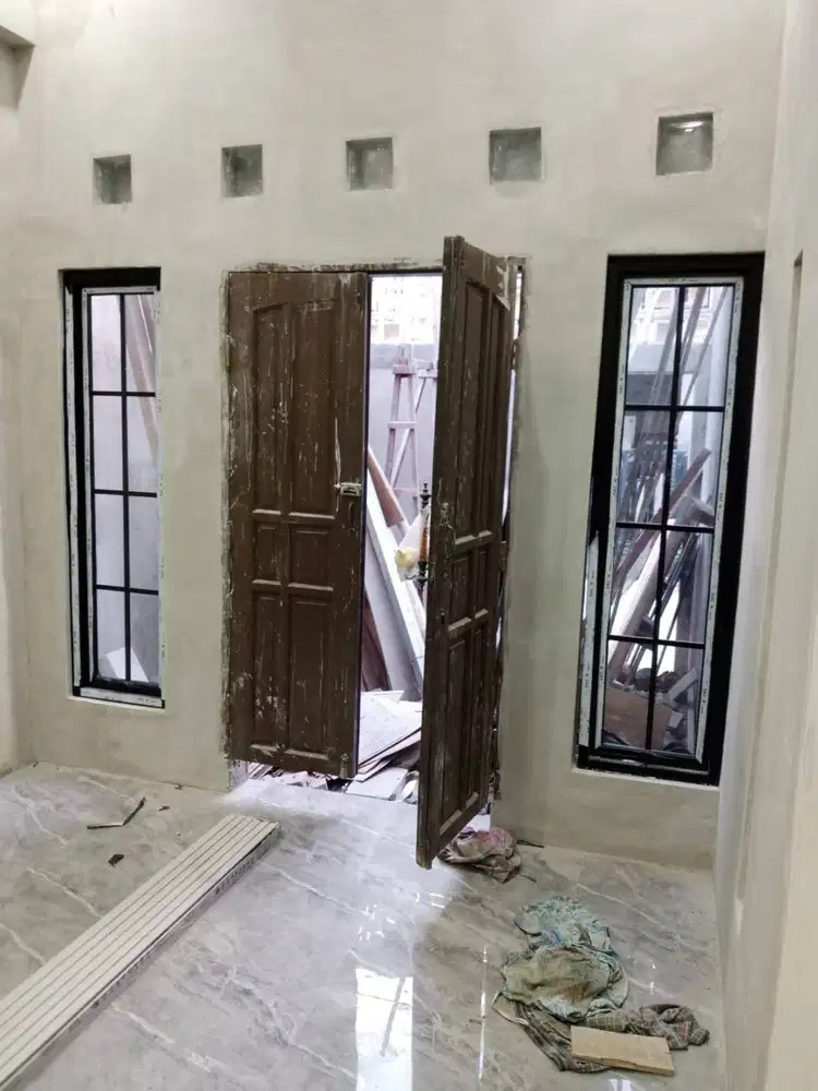 Pasang Partisi 2 Muka Plafon Gypsum - PVC+ Kusen Alumunium - Aluminium