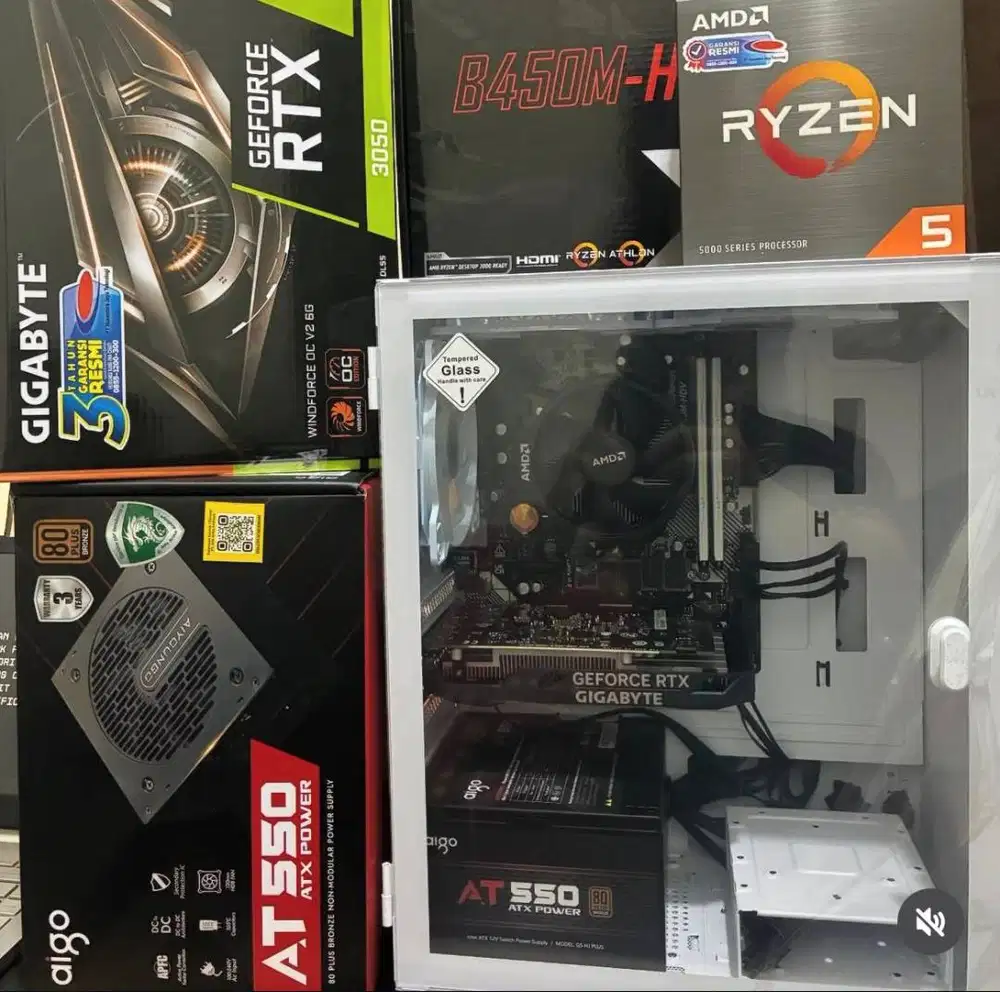 PC gaming ryzen 5500,16gb ram, rtx 3050, gress baru 2 bulan