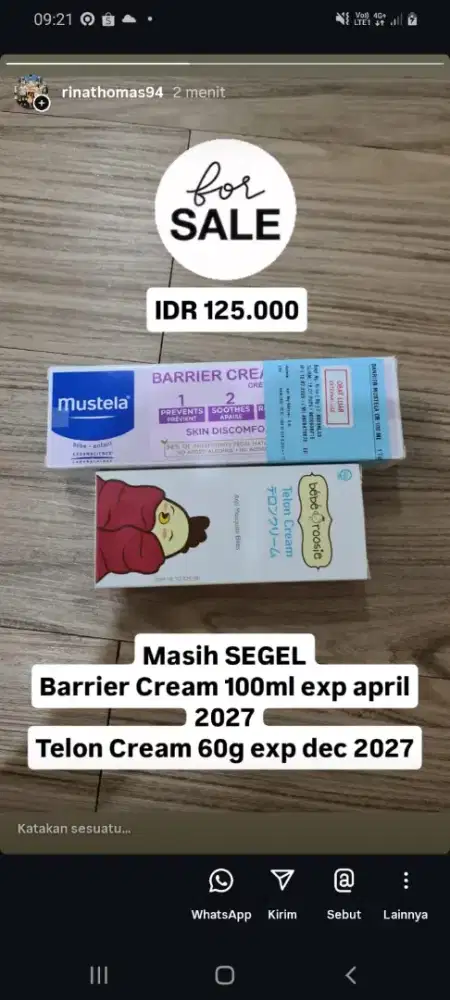 Mustela barrier cream dan telon cream barier krim