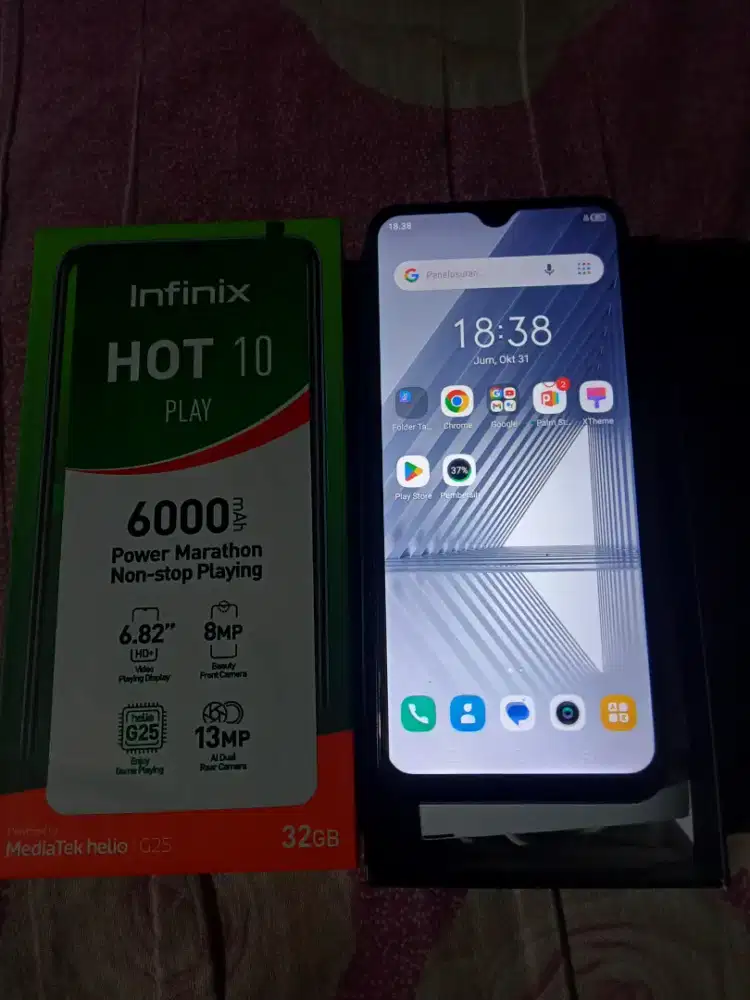 Infinix hot 10play 2/32gb komplit tinggal pake mulus