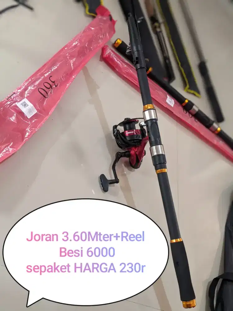 Joran Pancing 3.60 Meter + Reel besi 6000 BARU