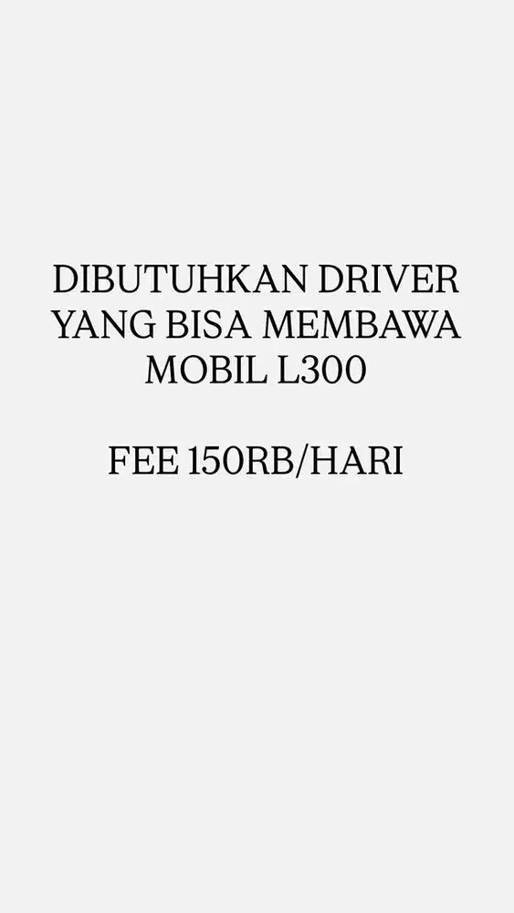LOKER DRIVER HARIAN