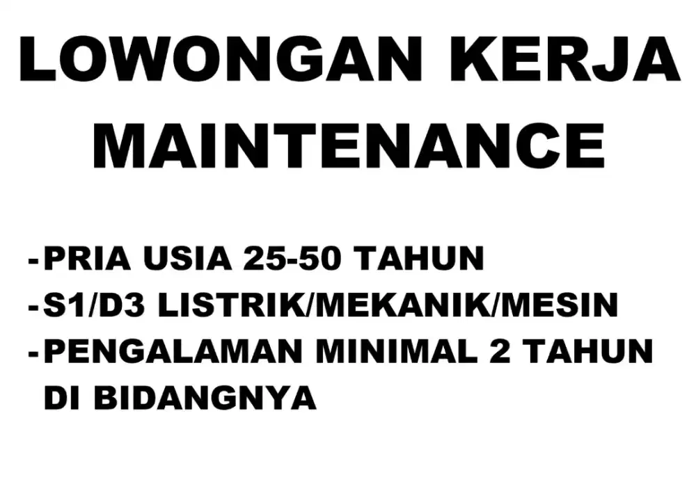 Lowongan kerja maintenance sidoarjo