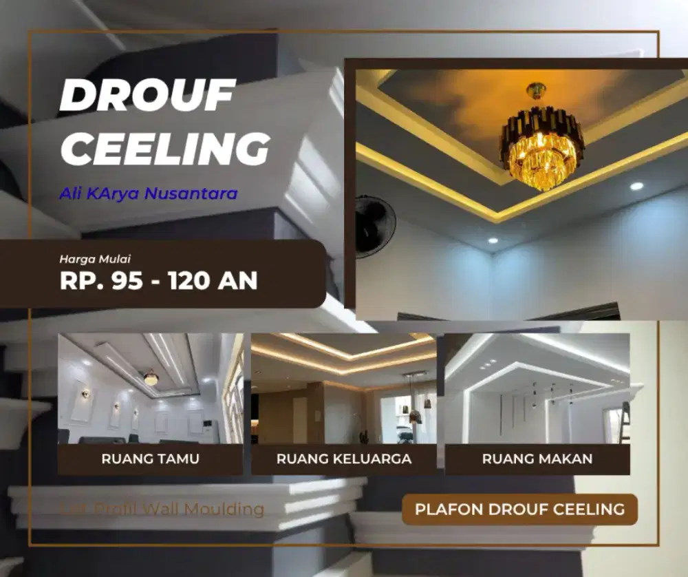 Jasa Pasang Plafon Drouf Ceeling Gypsum PVC