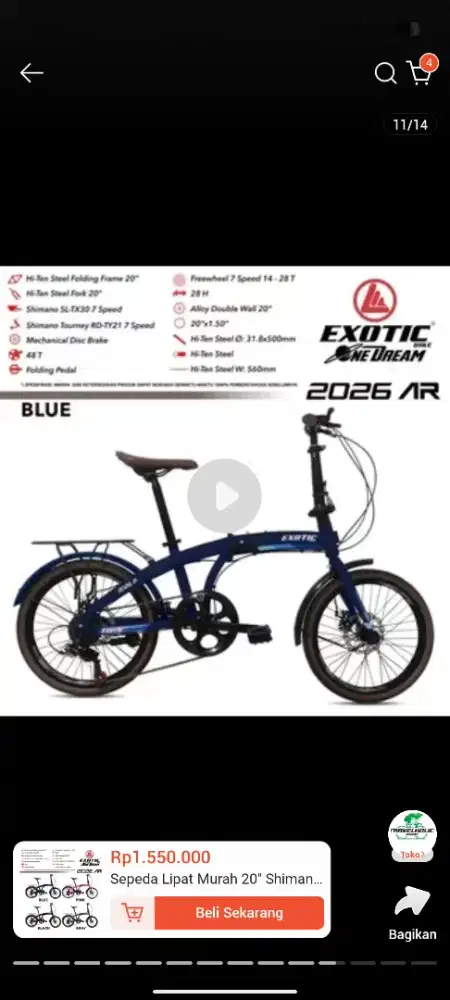 Sepeda lipar Exotic UK 20