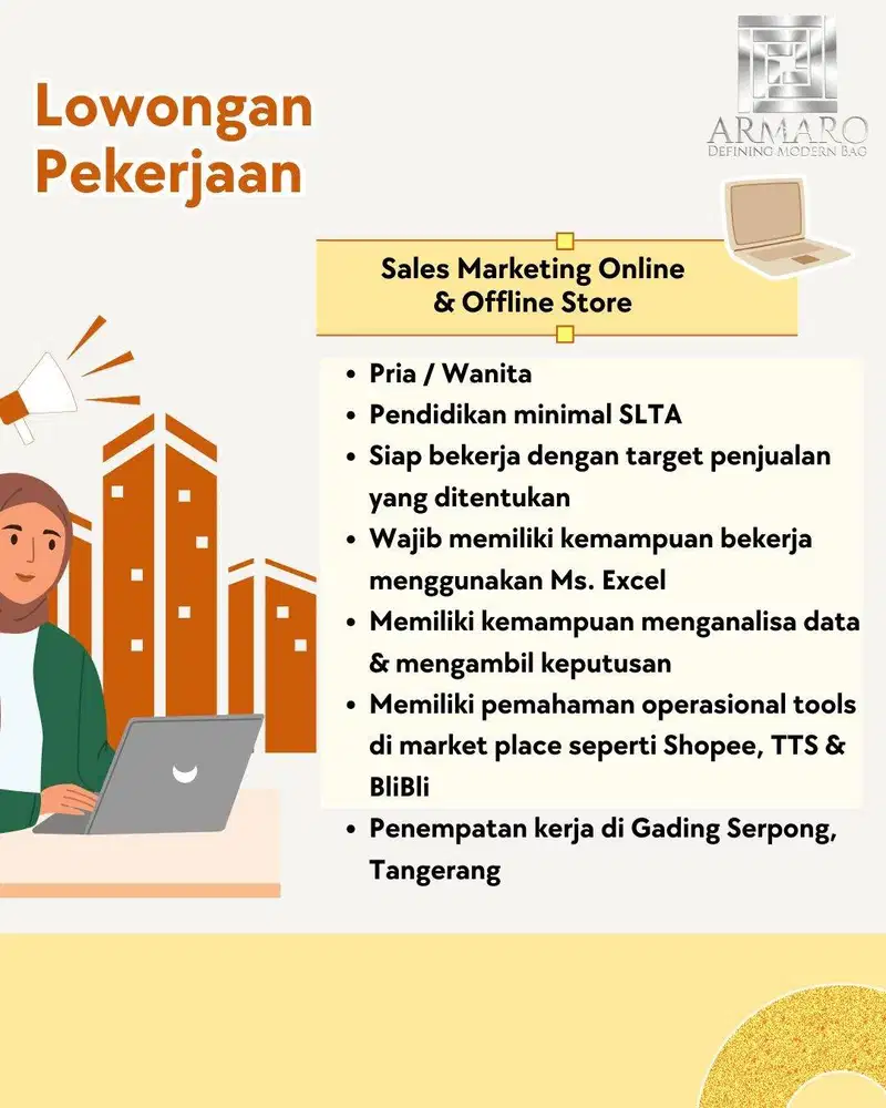 Lowongan Pekerjaan Sales Marketing Offline & Online Store