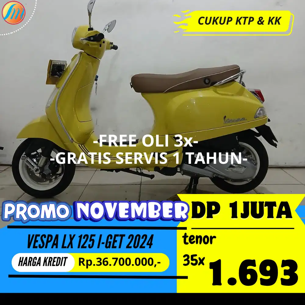 DP CUMA 1 JUTA VESPA LX 125 I-GET 2024 SEKEN BERGARANSI GRESS TERAWAT
