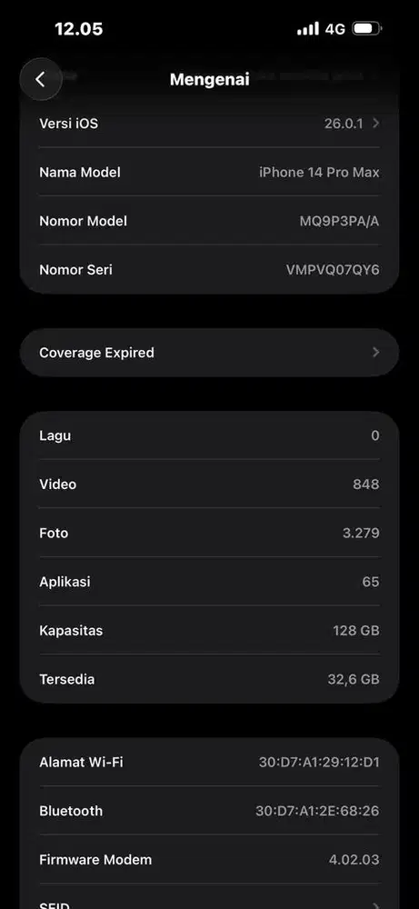 DIJUAL IPHONE 14 PRO MAX 128 GB (BU)