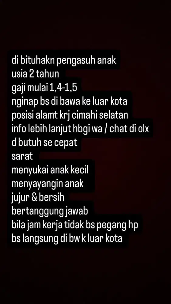 d bthkn pengasuh ank