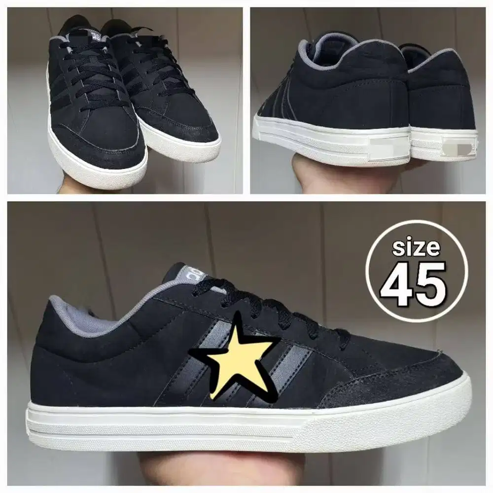 Sepatu Casual Low Kulit Black VS SET Size 45 Second Ori Shoes