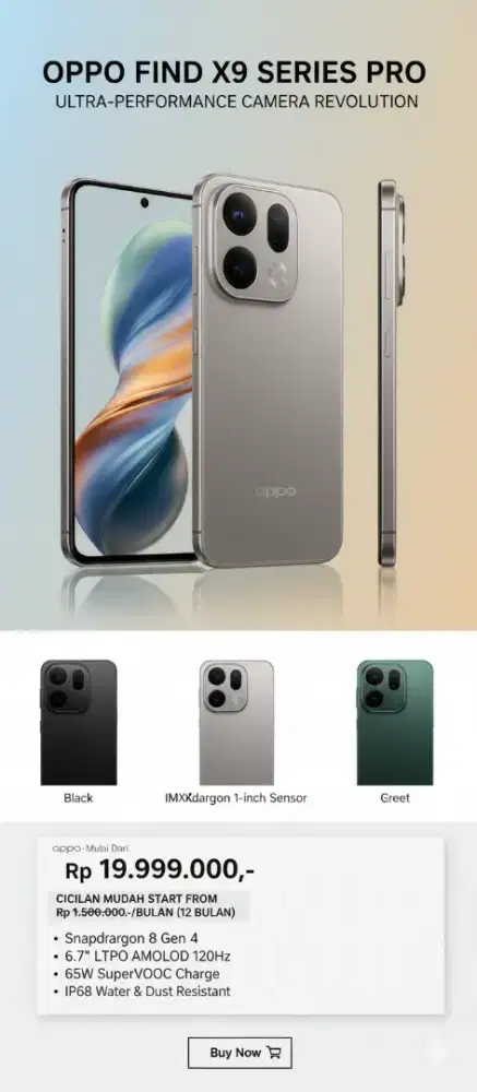 PO HP OPPO FIND X9 SERIES PRO CICILAN PAKAI KTP SAJA