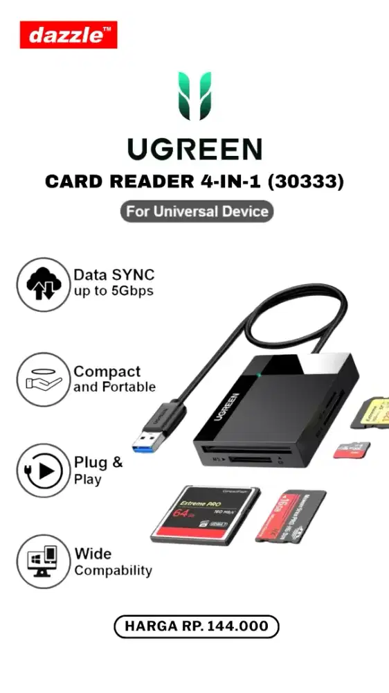 UGREEN CARD READER 4-IN-1 (30333)