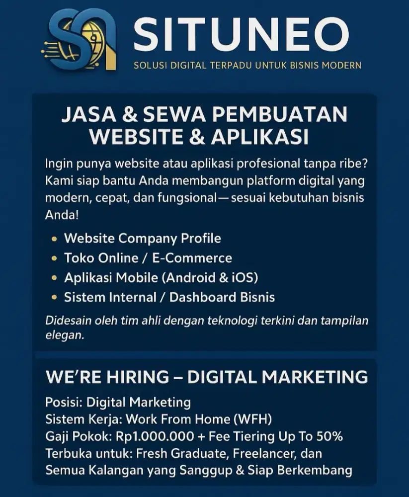 KAMI MENERIMA yang berpengalaman/non pengalaman,freelance dan WFH