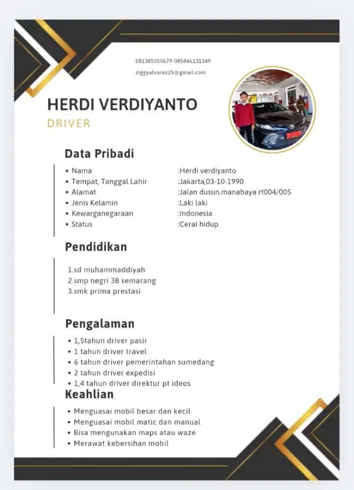 Driver pribadi jabodetabek
