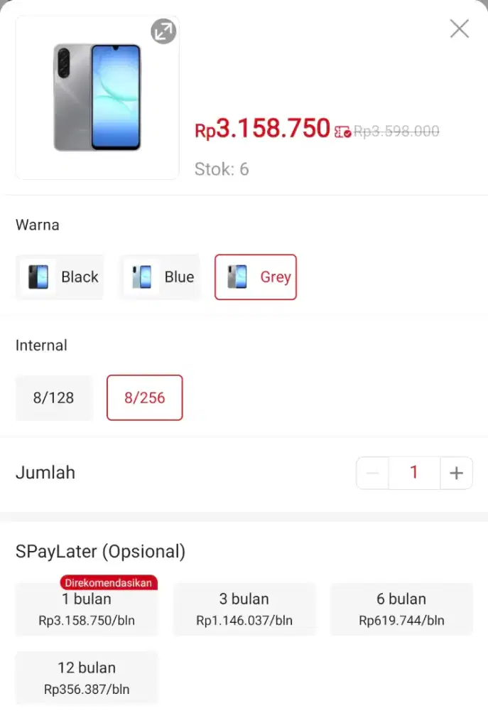 Samsung Galaxy A17 8/256GB cican shopee paylater